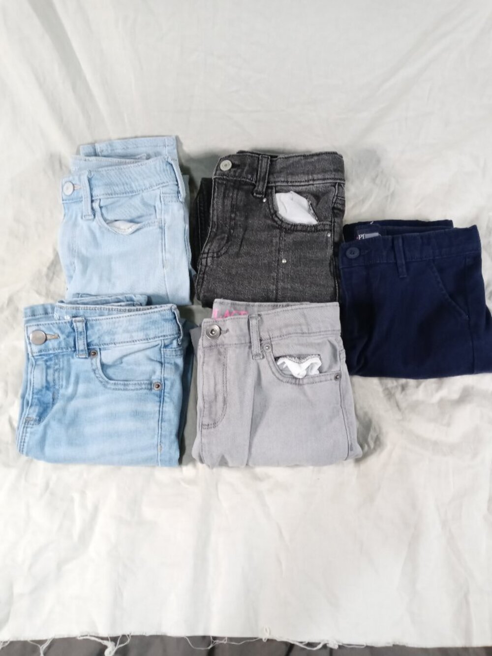 5 Lot Assorted Kids Blue Jean Demin Girls Pants Bundle in Great Cond